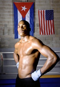 Cuban boxer Erislandy Lara at Ismael Salas boxing gym