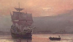 mayflower-en-la-bahia-de-plymouth-por-william-halsall-1882