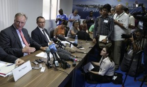 Leffler attends a news conference in Havana