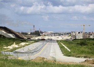 A highway under construction leading to the Mariel special development zone is pictured in Cuba