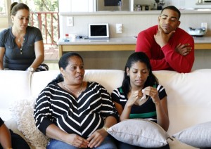 Yoenis Cespedes with part of his family at home.  