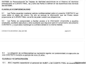  confidentiality clause in the contract between the Cuban firm BGC Albet and Panama for Venezuelan passports. 