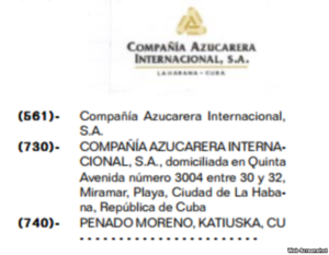 Penado Moreno listed as CAISA employed by the Industrial Property Office.