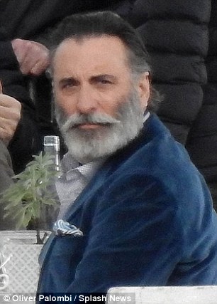 The Godfather of all moustaches! An unrecognisable Andy Garcia experiments with old fashioned bushy facial hair as he films in Sicily.