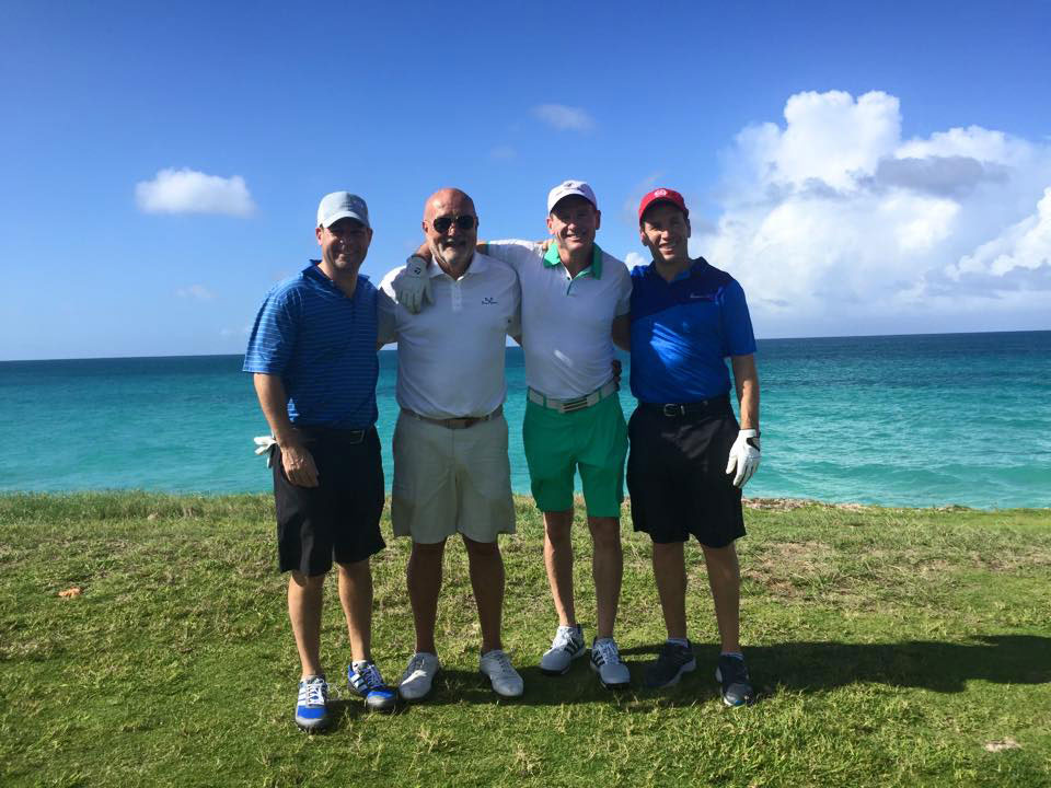 Larry Glick, Ed Russo, Trump’s environmental consultant, Ron Lieberman, and companion on the links in Cuba in a photo posted on Facebook.