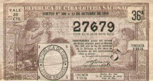 Cuban Lottery Ticket. 