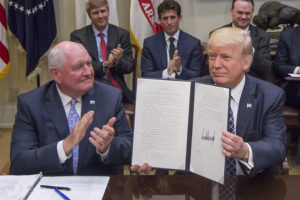 Agriculture Secretary Sonny Perdue with President Donald Trump.