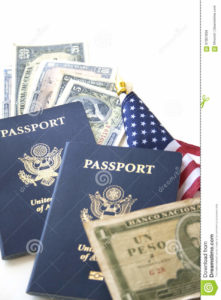 immigration-travel-concept-us-passports-flag-cuban-currency-97861804