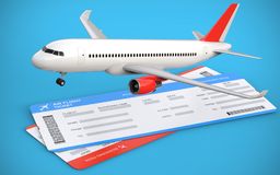 d-illustration-two-airline-air-flight-tickets-airplane-airliner-blue-background-100898019