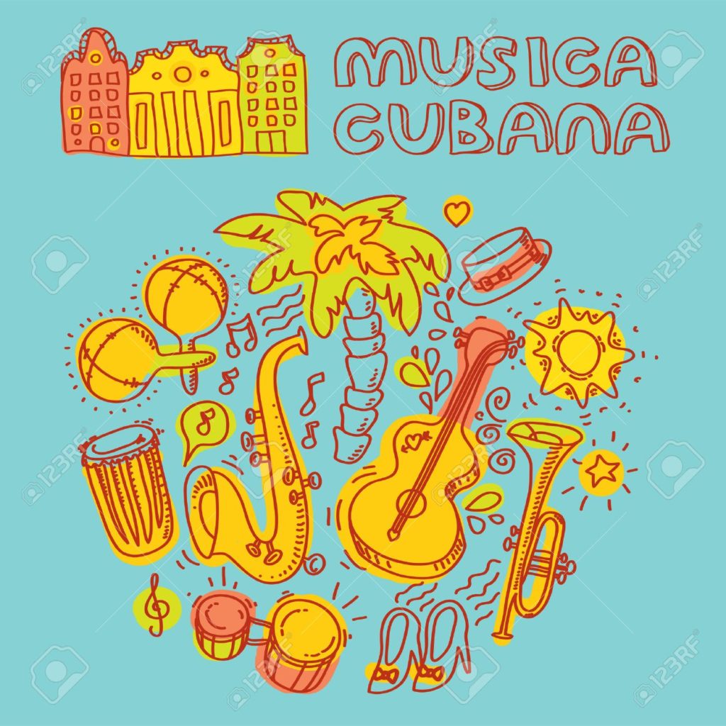 36565805-musica-cubana-salsa-music-and-dance-illustration-with-musical-instruments-with-palms-etc-vector-mode